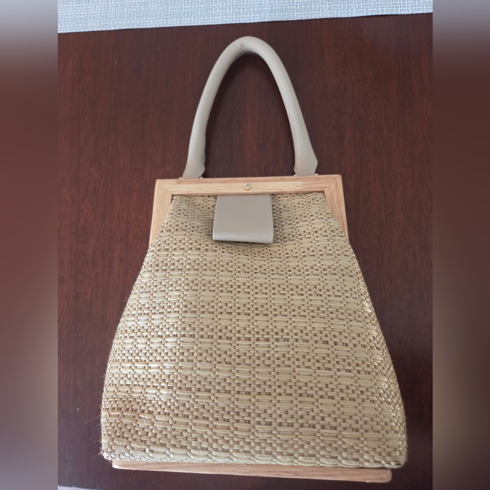 Beige Woven Small Handbag